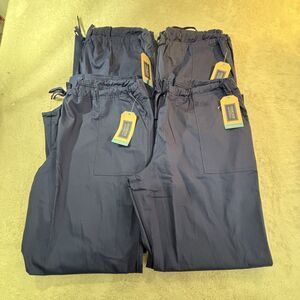 NEW Cherokee Workwear Navy Blue Scrub Pants XL Drawstring Elastic Waist Set Of 4